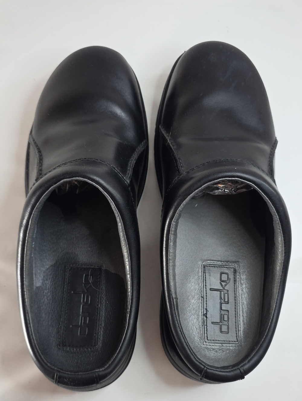 DANSKO WIL LEATHER BLACK SMOOTH SLIP-ON LOW BACK MULES CLOGS MENS SIZE 43 VGUC - Picture 7 of 16